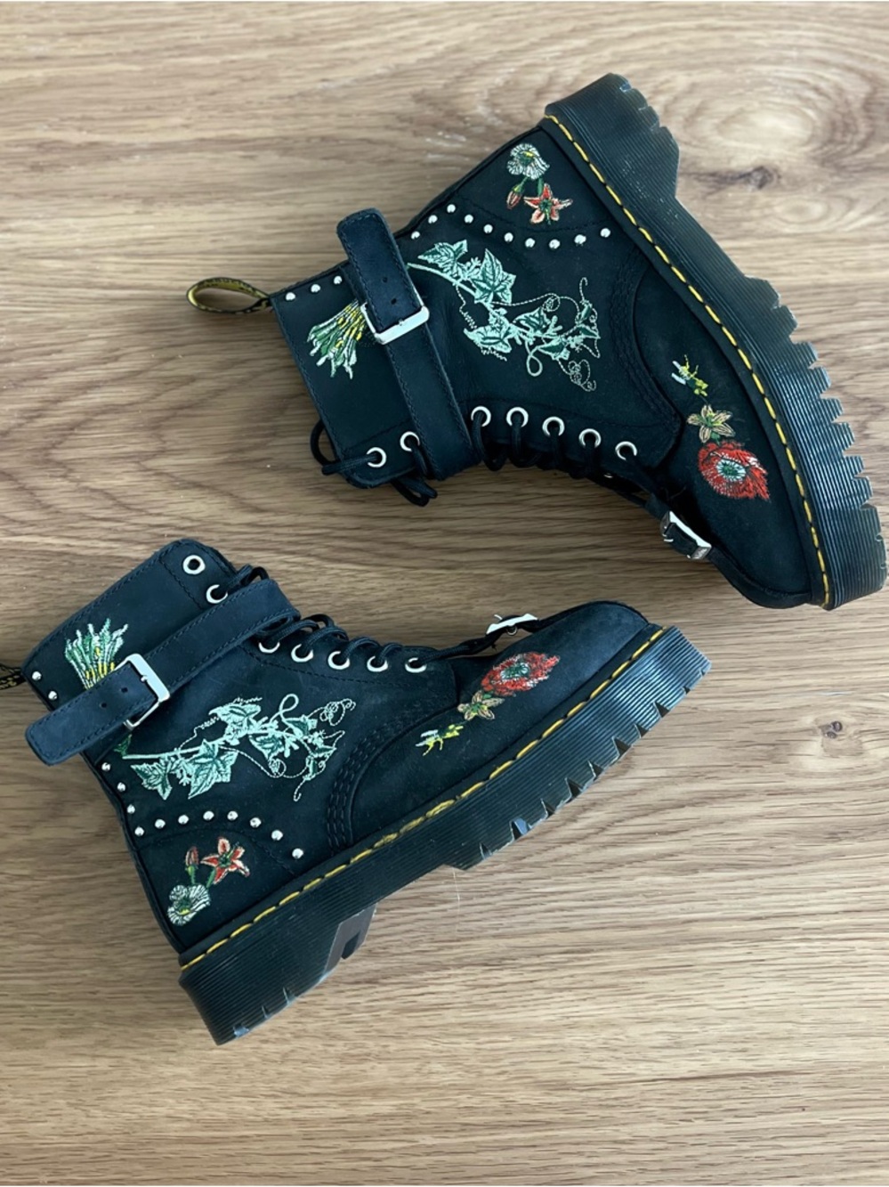 SOLD - cross listed 

Dr. Martens Black Floral Embroidered Lug Boots